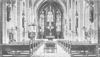 Inneres der alten Aldenhovener Kirche 1920